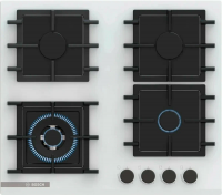 Варочная поверхность газовая Bosch PNK6B2P40R, белый/закаленное стекло