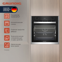 Электрический духовой шкаф Grundig GEBM19301BC, черный/серебристый