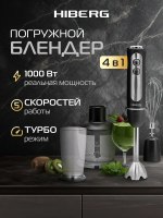 Блендер погружной Hiberg HB 1041 Br, погружной, 5 скоростей, мощность 1000 Вт, чёрный