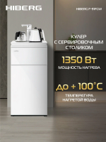 Кулер для воды Hiberg F91 FGW, напольный, нижняя загрузка, электрочайник, белое стекло