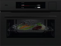 Духовой шкаф компактный с паром AEG NKP9S821T SteamPro, термощуп, TFT дисплей, черный