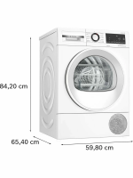 Сушильная машина Bosch WQG145APPL, 9 кг, тепловой насос, самоочищающийся теплообменник, корзина для сушки, белый