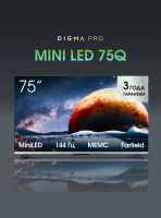 Телевизор QLED Digma Pro 75Q Frameless, Mini LED, Smart TV (Google TV) 4K Ultra HD 144Hz, серебристый