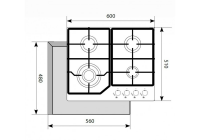 Газовая варочная панель LEX GVG 640-1 WH, белый/стекло