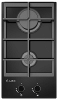 Газовая варочная панель LEX "GVG 321", черная, 2 конфорки, закаленное стекло