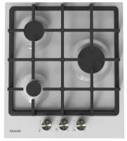 Газовая варочная панель GRAUDE GS 45.1, белый/черный, 3 конфорки, газ-контроль, электроподжиг