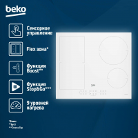 Встраиваемая индукционная варочная панель Beko HII64200FMTW, белый